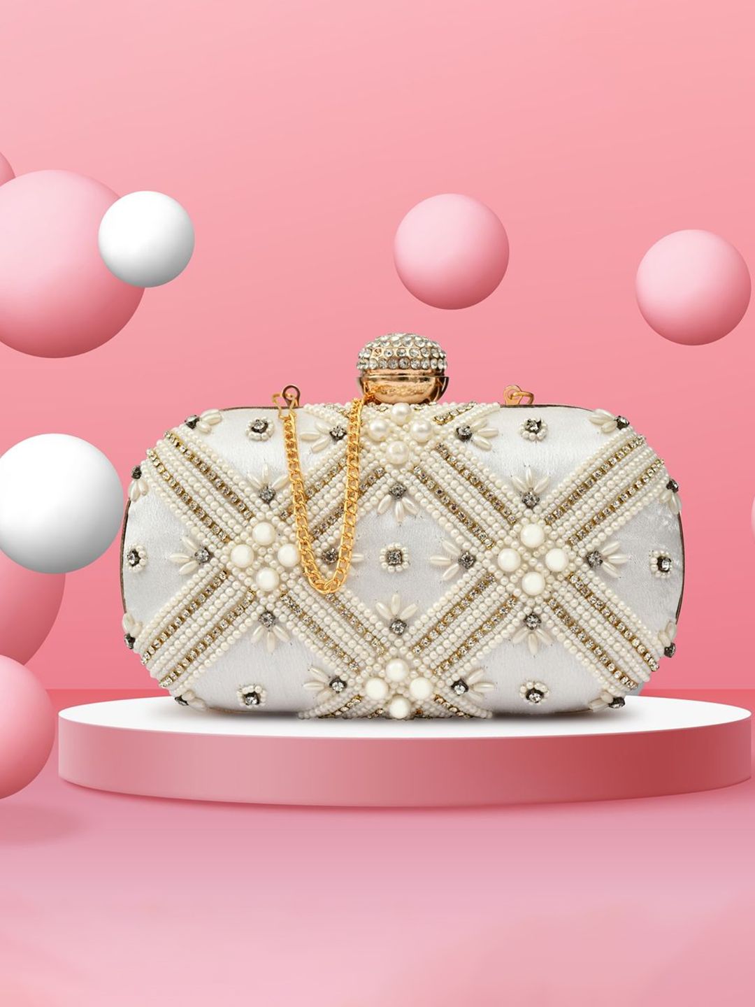 FOR THE BEAUTIFUL YOU Embroidered Box Clutch