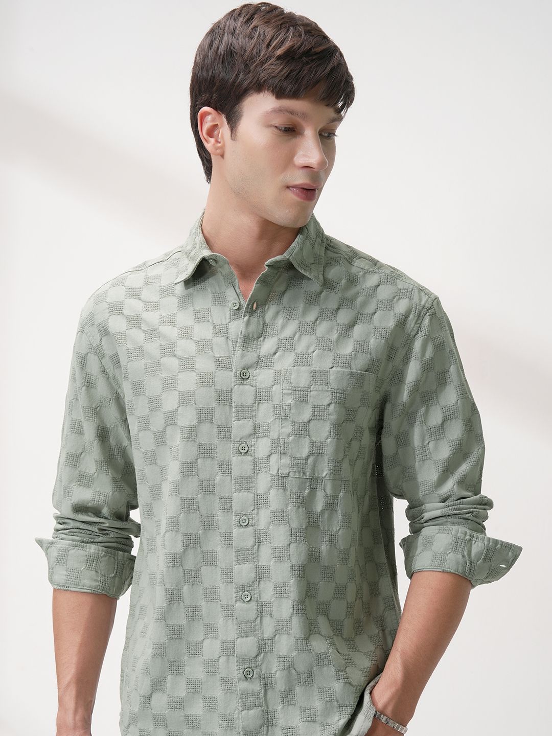 HIGHLANDER Men Comfort Opaque Checked Regular Fit Shirt