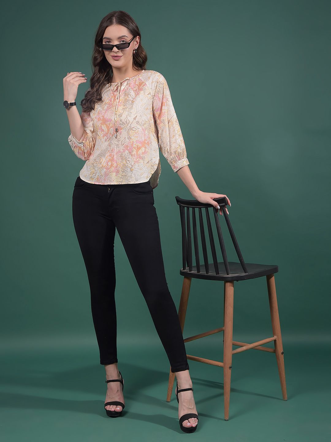 Crimsoune Club Floral Print Cotton Crop Top
