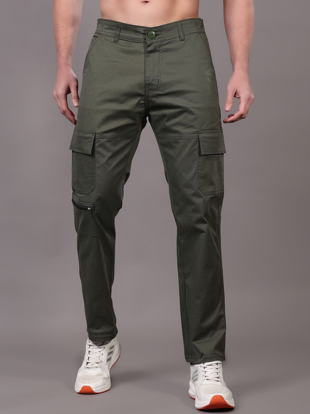 ZAYSH Men Regular Fit Mid-Rise Light Fade Cargo Styles Jeans