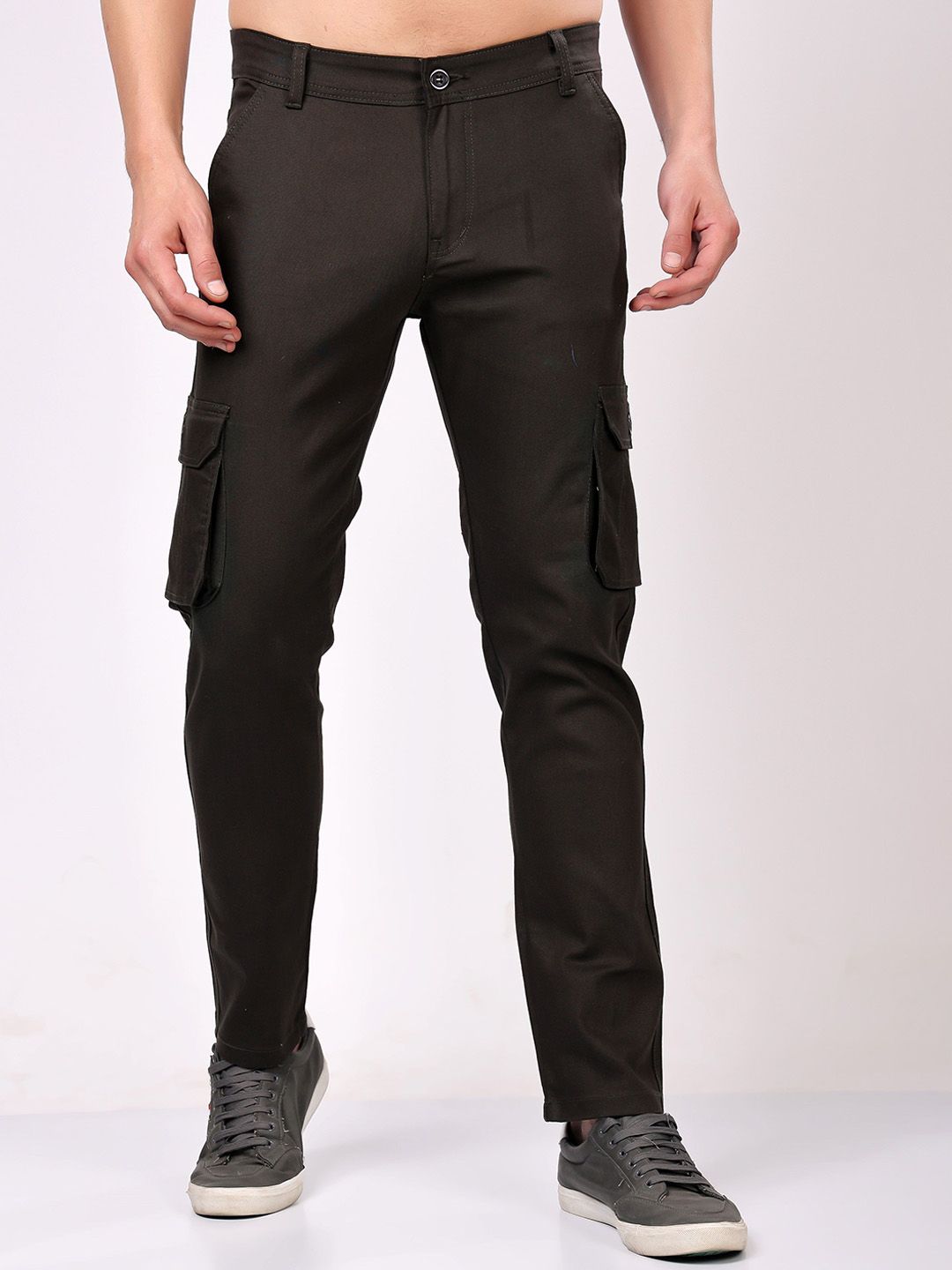 ZAYSH Men Regular Fit Mid-Rise Clean Look Cargo Styles Cotton Jeans