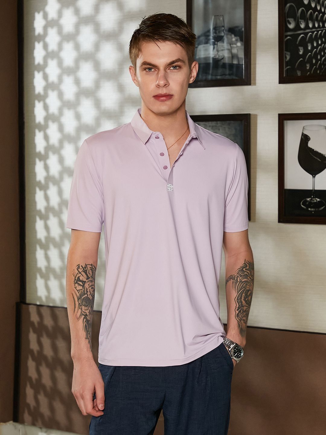 CAHOOT Men Polo Collar Pockets T-shirt