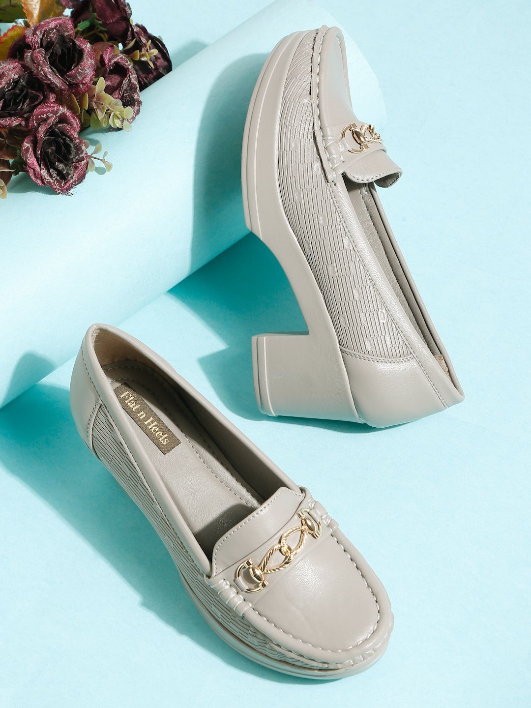 Flat n Heels Women Embellished Block Pumps