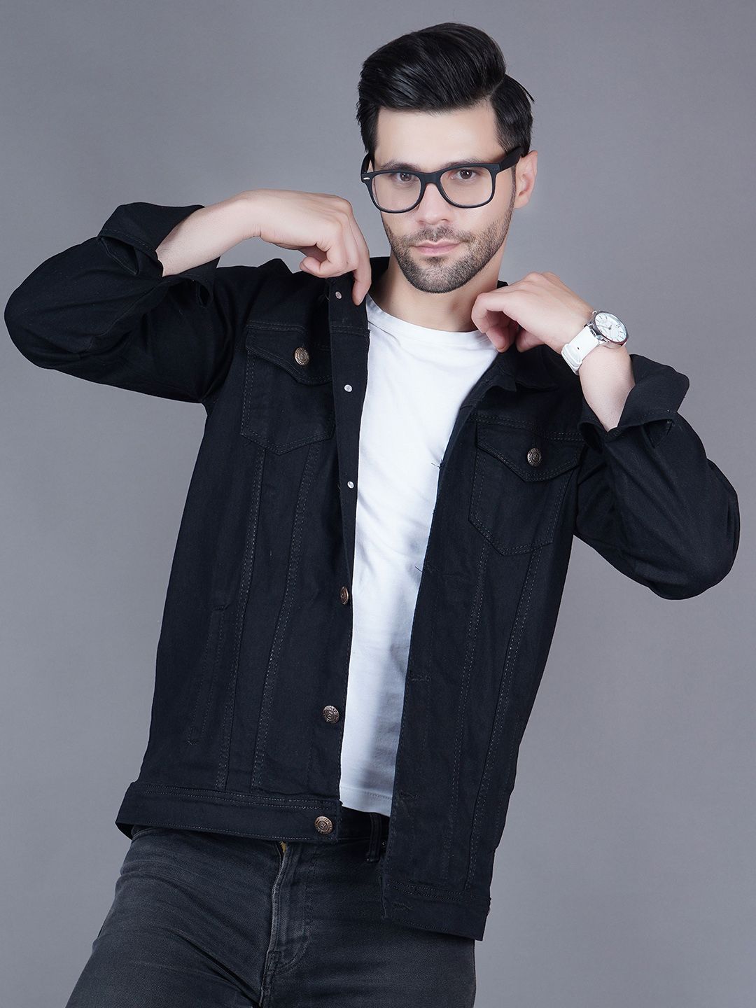 Moda Rapido Spread Collar Denim Jacket