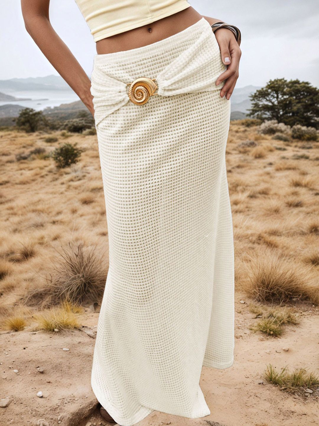 StyleCast x Revolte Self Design Straight Maxi Skirts