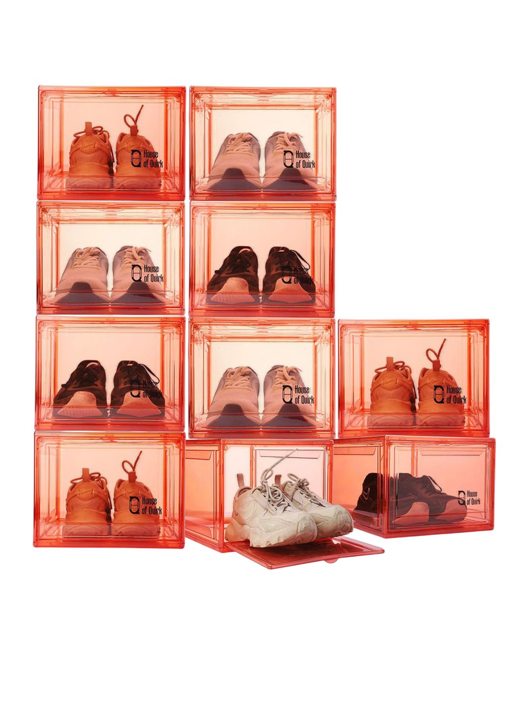 Buy HOUSE OF QUIRK Pink 8 Pieces Clear Stackable Shoe Storage