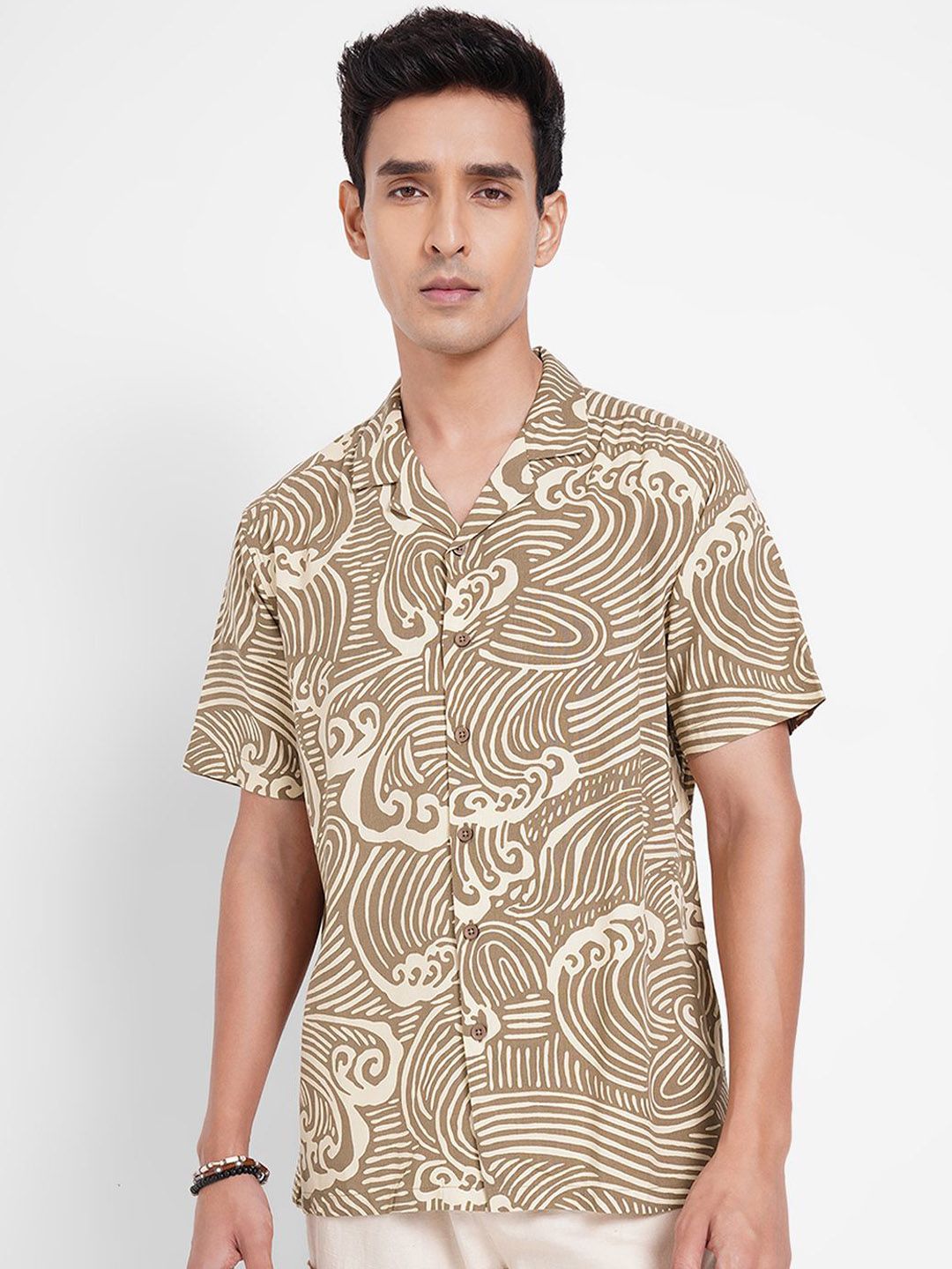 7 Alt by Pantaloons Abstract Spread Collar Relaxed Fit Shirt