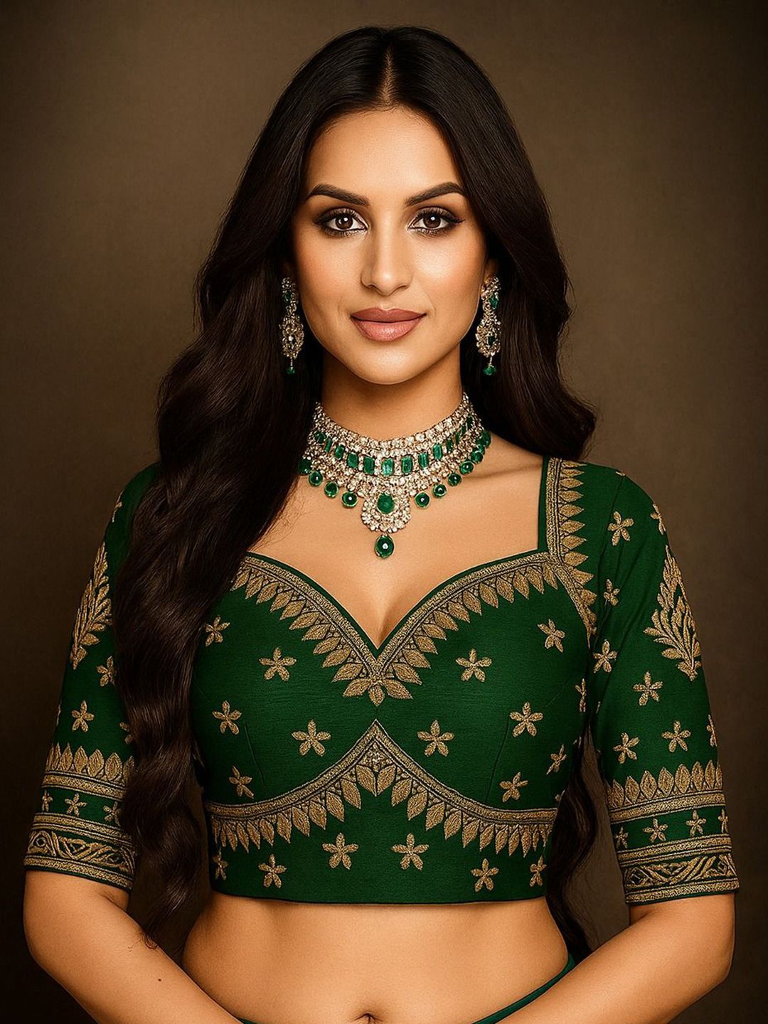 Buy VRAGI Embroidered Sweetheart Neck Saree Blouse - Saree Blouse