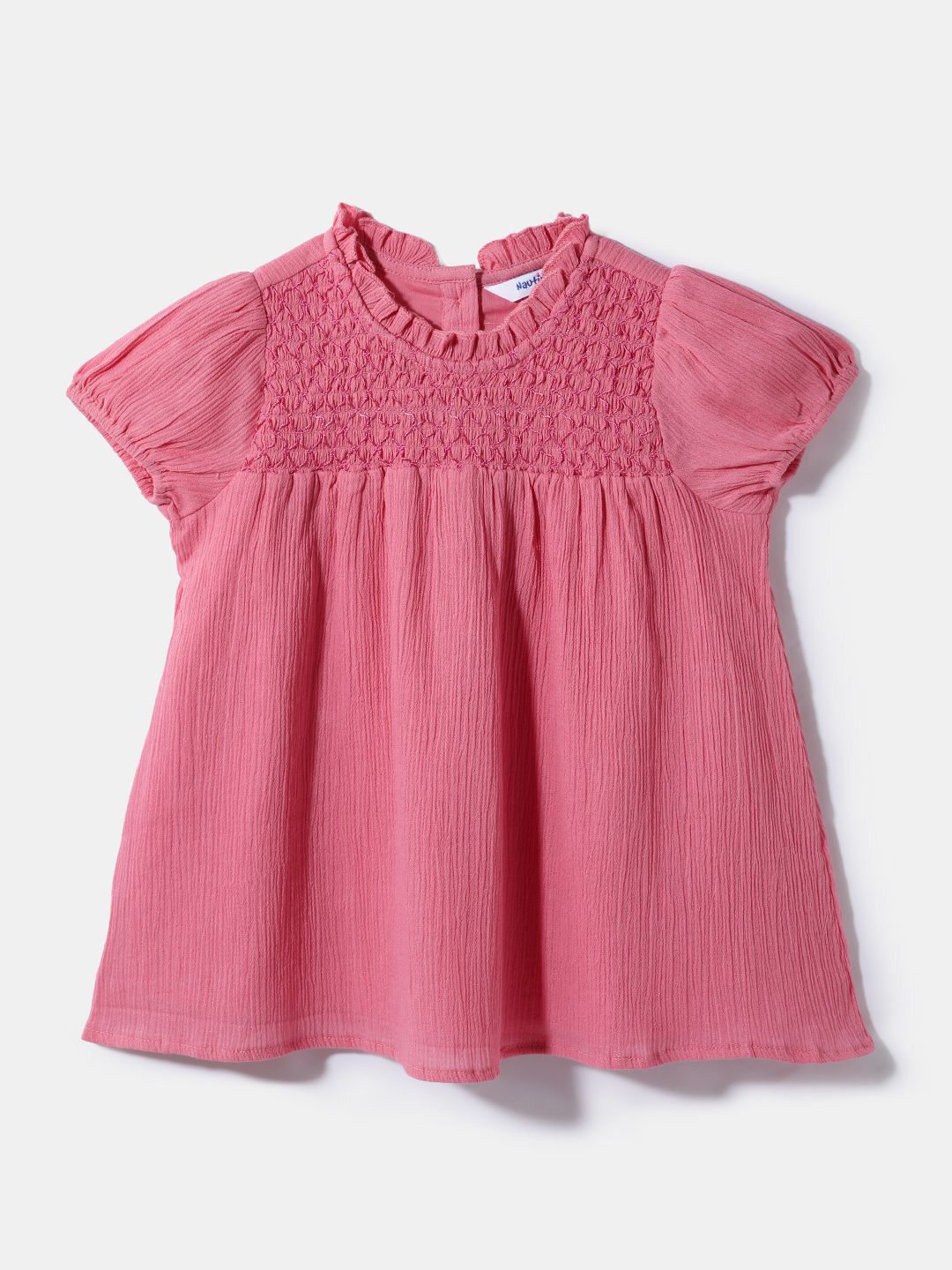 Nauti Nati Girls Textured Puff Sleeve Cotton Top