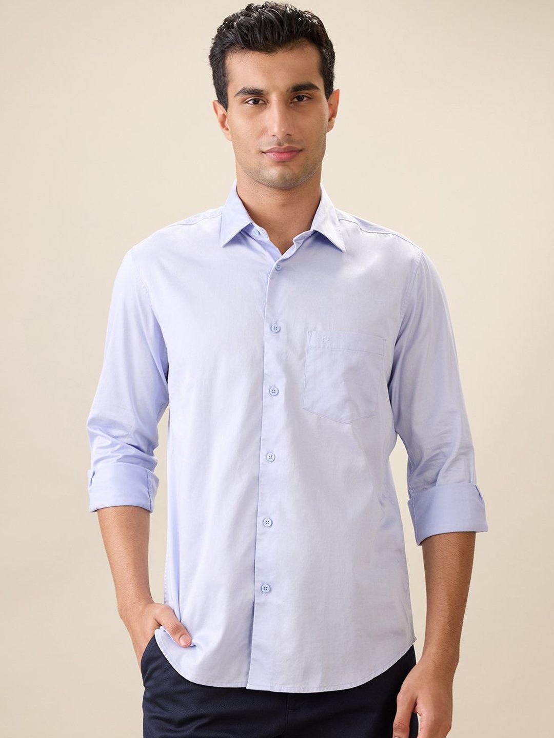 ColorPlus ColorPlus Men Solid Spread Collar Cotton Regular Fit Shirt