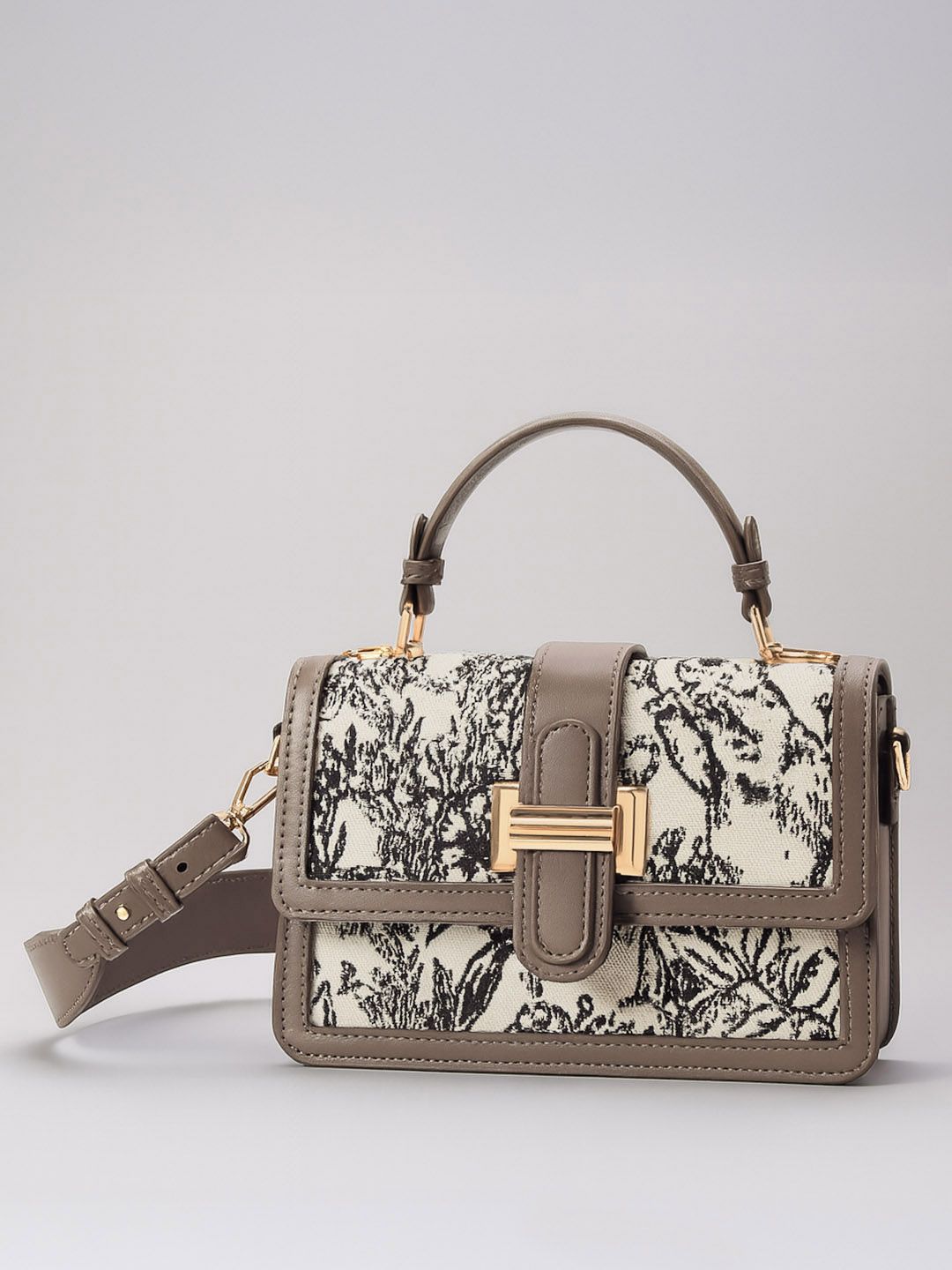 Buy Lino Perros Floral Textured Structured Satchel Bag - Handbags