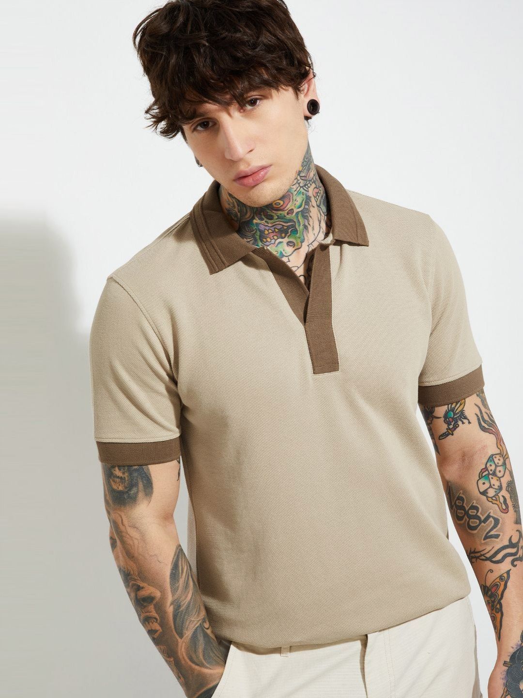 max Men Solid Polo Collar Pure Cotton T-shirt