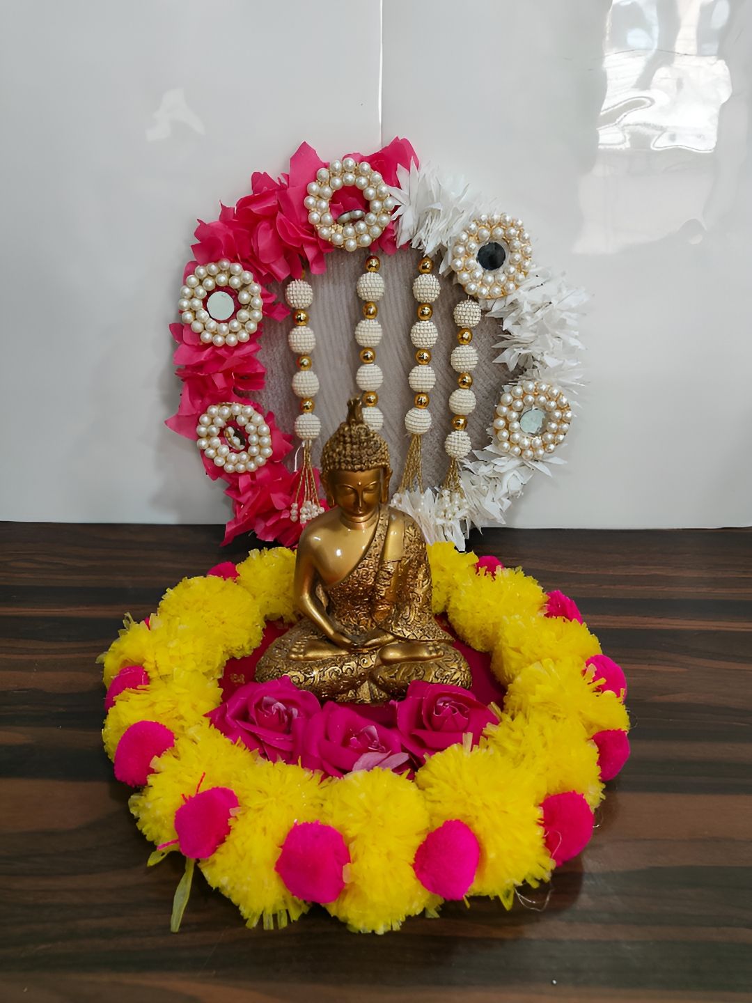 Sellplus Yellow & Pink Embellished Singhasan FestiveDecor