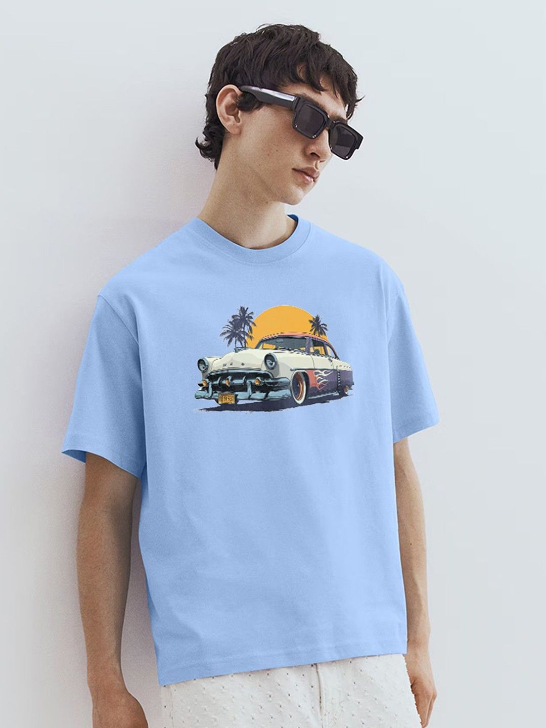 TOGS & TERRE Men Graphic Printed Round Neck Cotton Oversized T-shirt