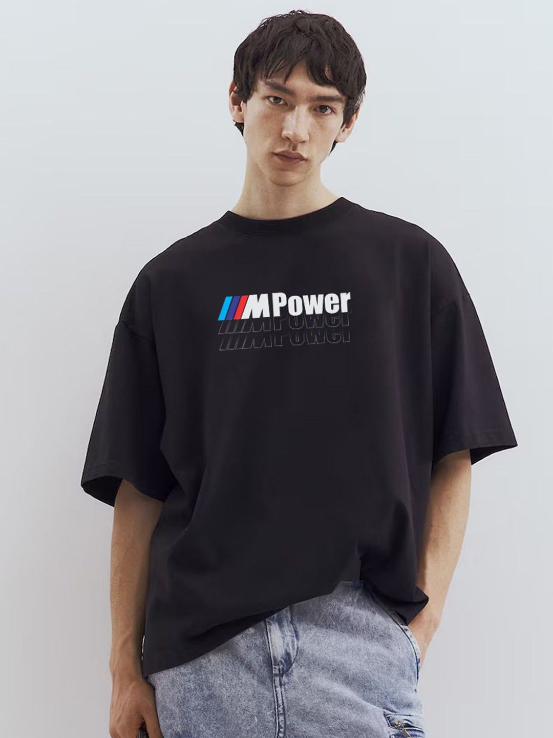 TOGS & TERRE Men Typography Printed Round Neck Cotton Oversized T-shirt