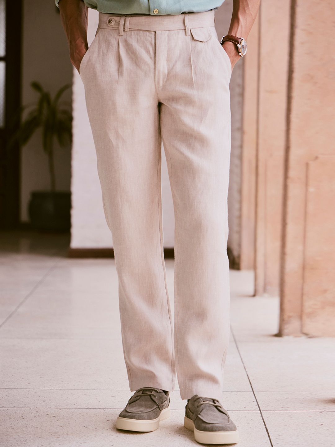 dress shoes with linen pants How To Pull Off Trousers at Work and belt loops finish the look. These Are the Best Shoes