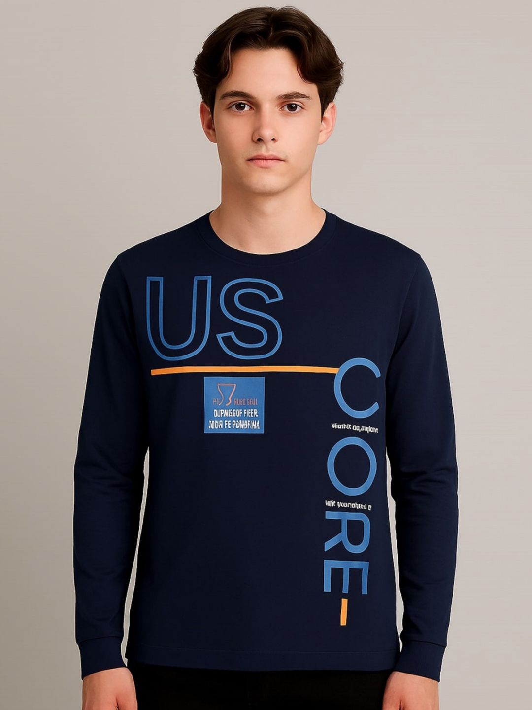 SANDPIPER Typography Printed Long Sleeves Cotton T-shirt