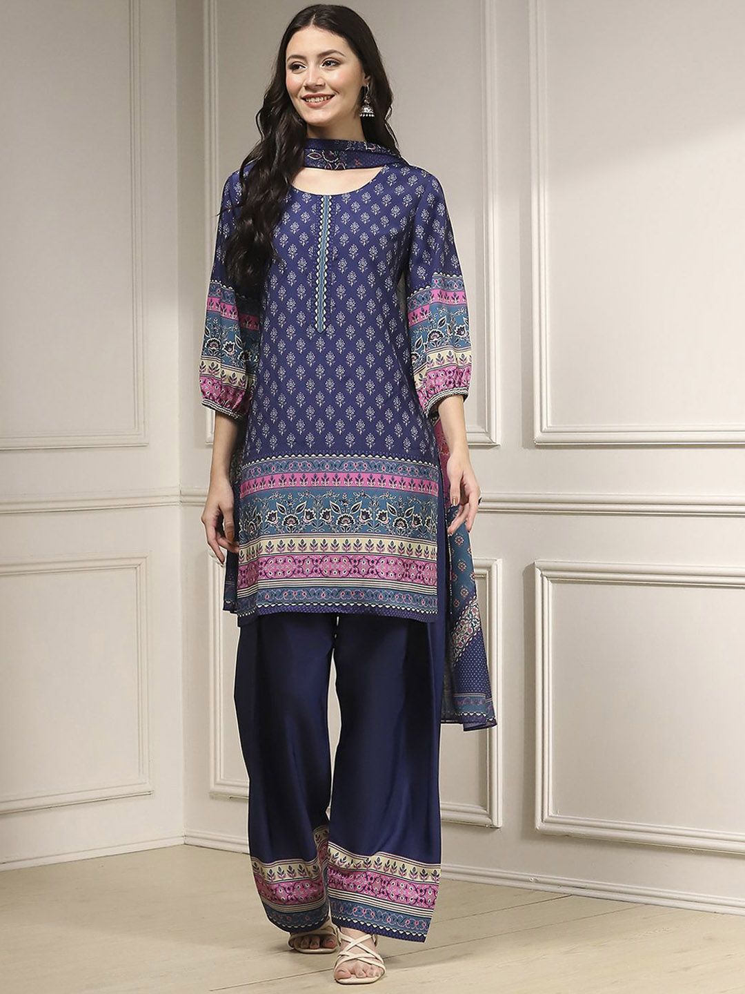 Navy Blue Women Kurtas Kurtis Biba - Buy Navy Blue Women Kurtas