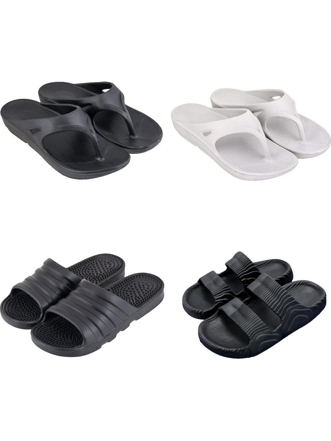 Feel alive Men Set Of 4 Ultra-Comfortable Lightweight EVA Flip Flops
