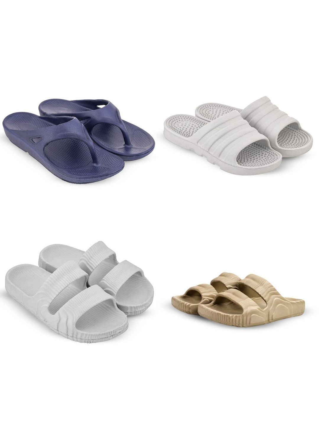 Feel alive Men Pack Of 4 Ultra-Comfortable Lightweight EVA Flip Flops