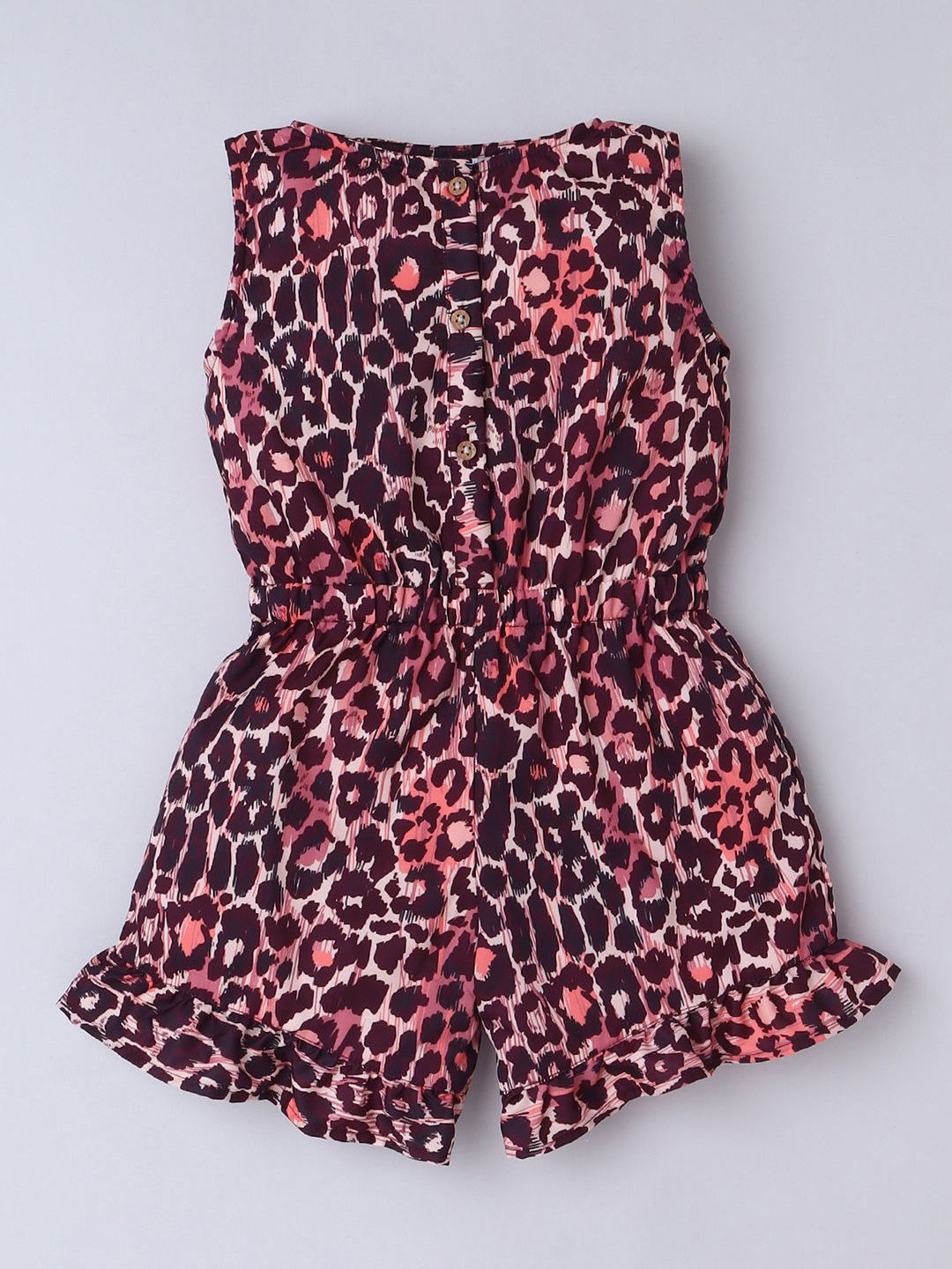 Hopscotch Kids Girls Maroon Printed Jumpsuit