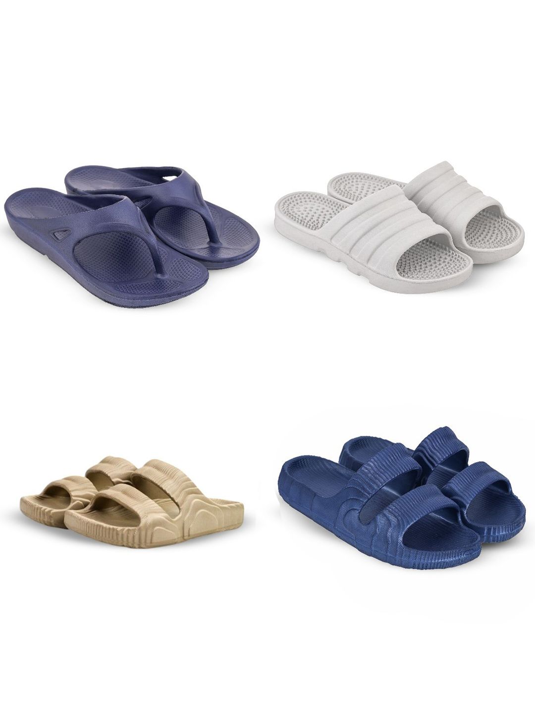 Feel alive Men Set Of 4 Ultra-Comfortable Lightweight Thong Flip-Flops