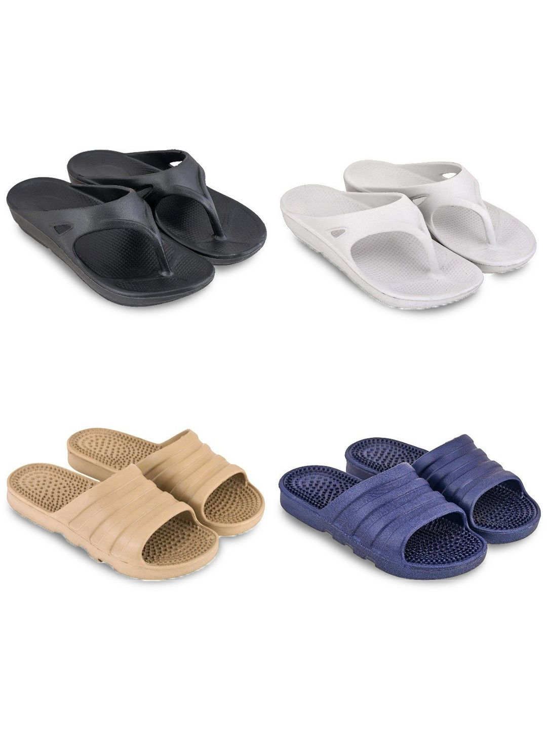 Feel alive Set Of 4 Ultra-Comfortable & Lightweight Thong Flip-Flops & Sliders