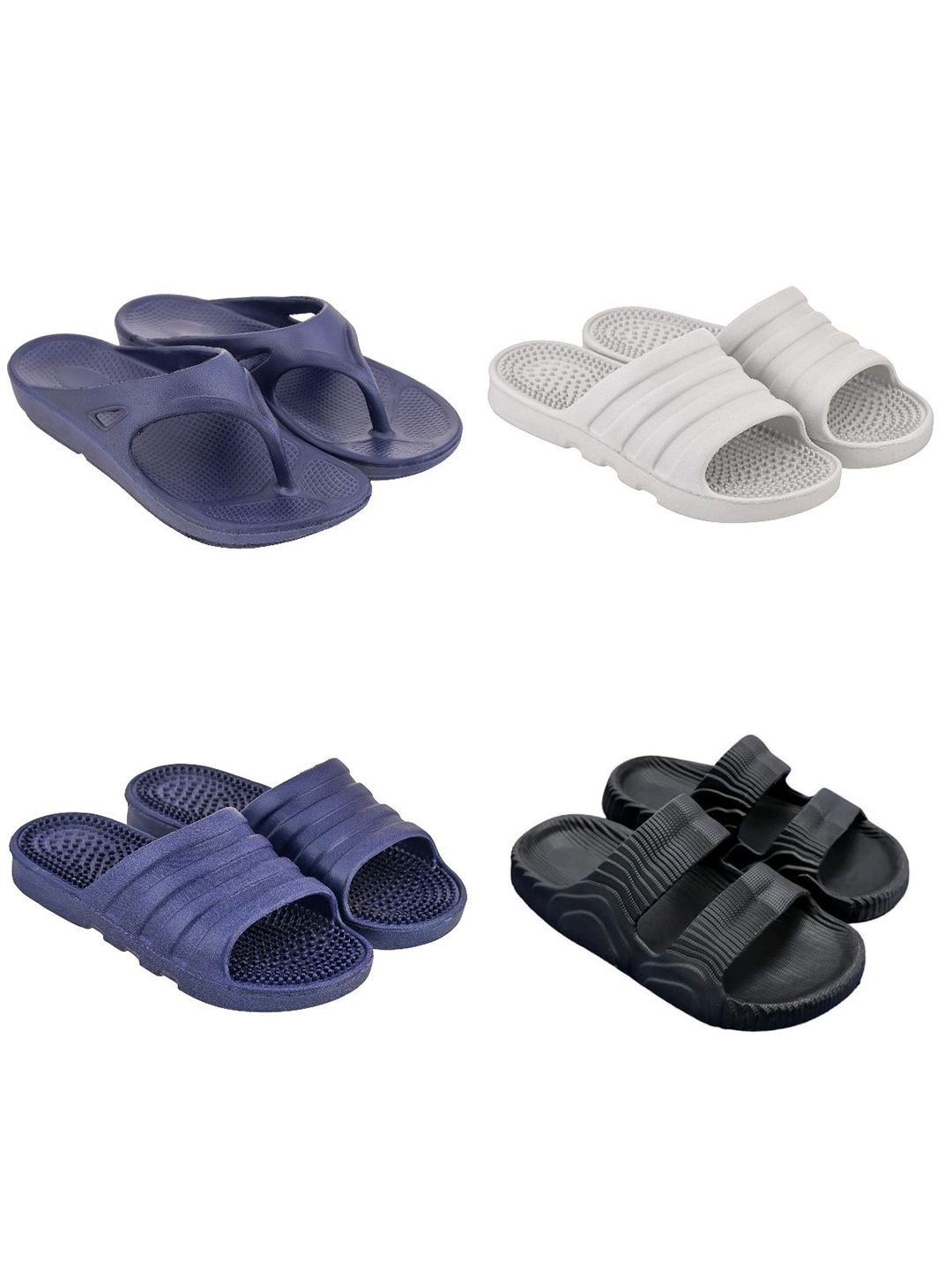 Feel alive Men Set of 4 Ultra-Comfortable Lightweight Flip Flops