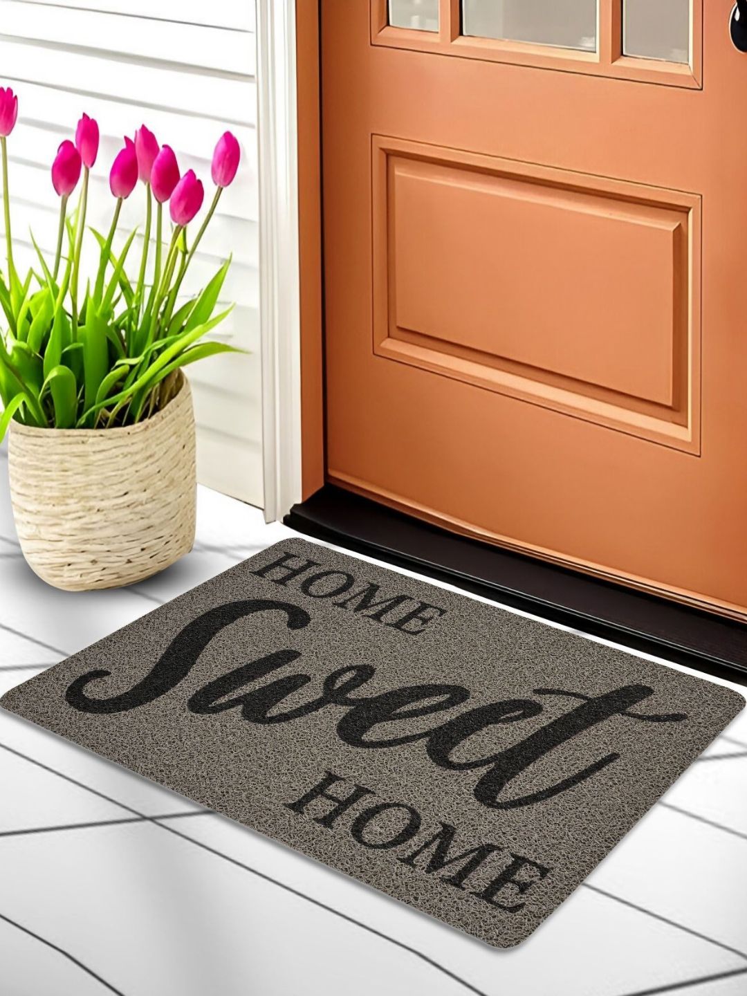 Aura Aura Black & Grey Textured Anti-Skid Doormat