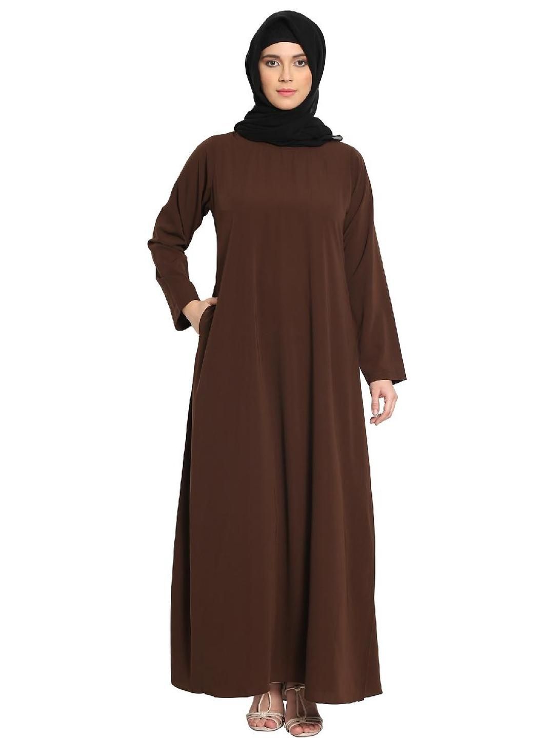 BT - Being Traditional Women Coffee Brown Solid A-line Inner abaya Burqa