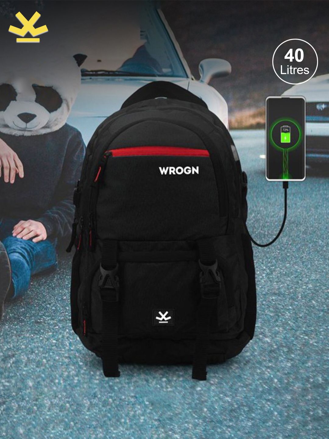 WROGN Unisex Backpack with USB Charging Port 23L Price in India