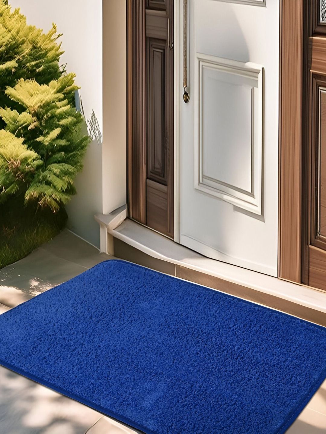 Aura Blue Microfibre Anti-Skid Rectangular Doormat