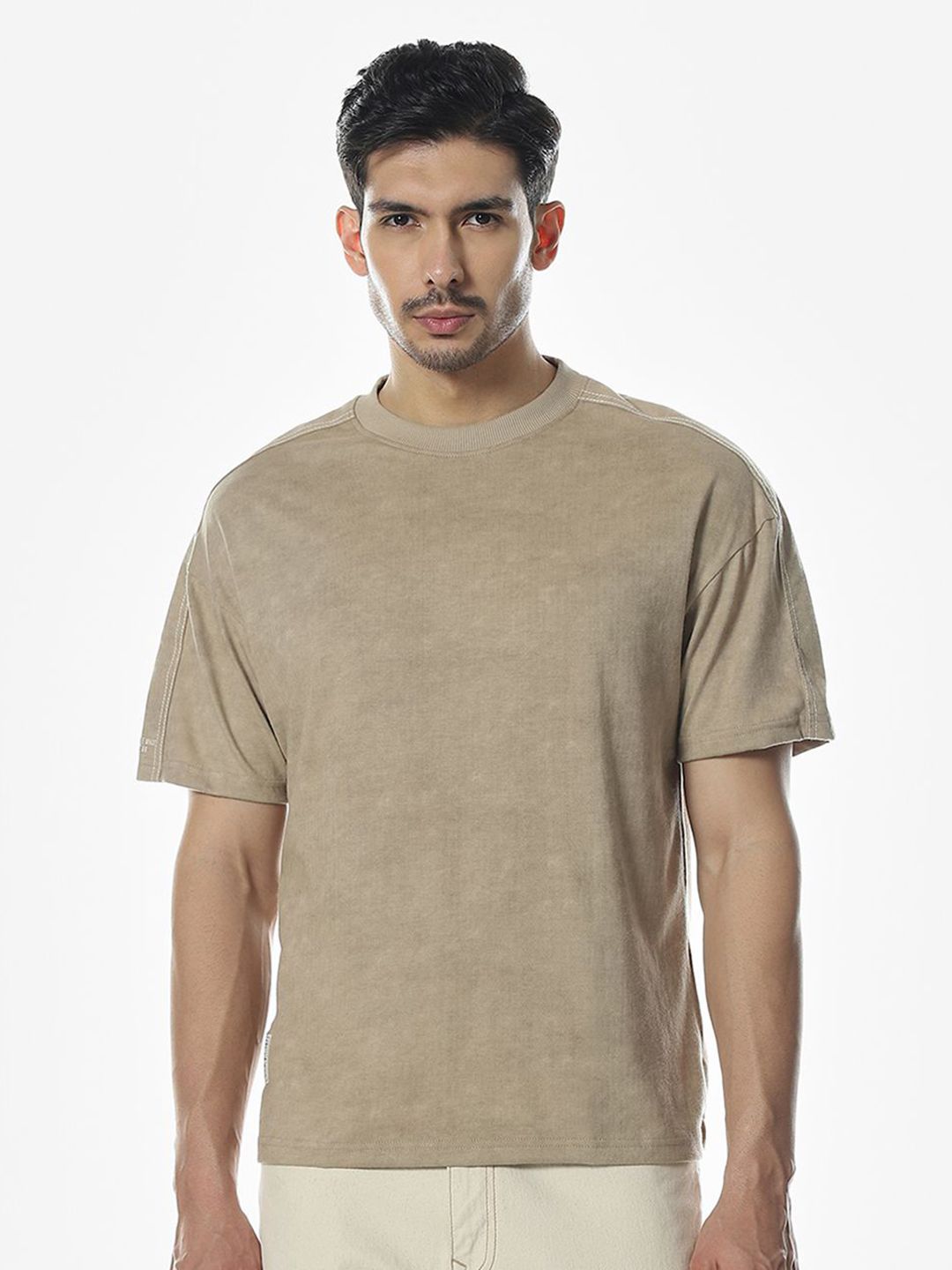 Klub Fox Men Solid Round Neck Cotton Oversized T-shirt