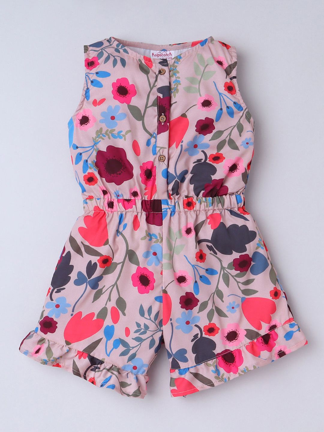 Hopscotch Girls Floral Printed Jumpsuit