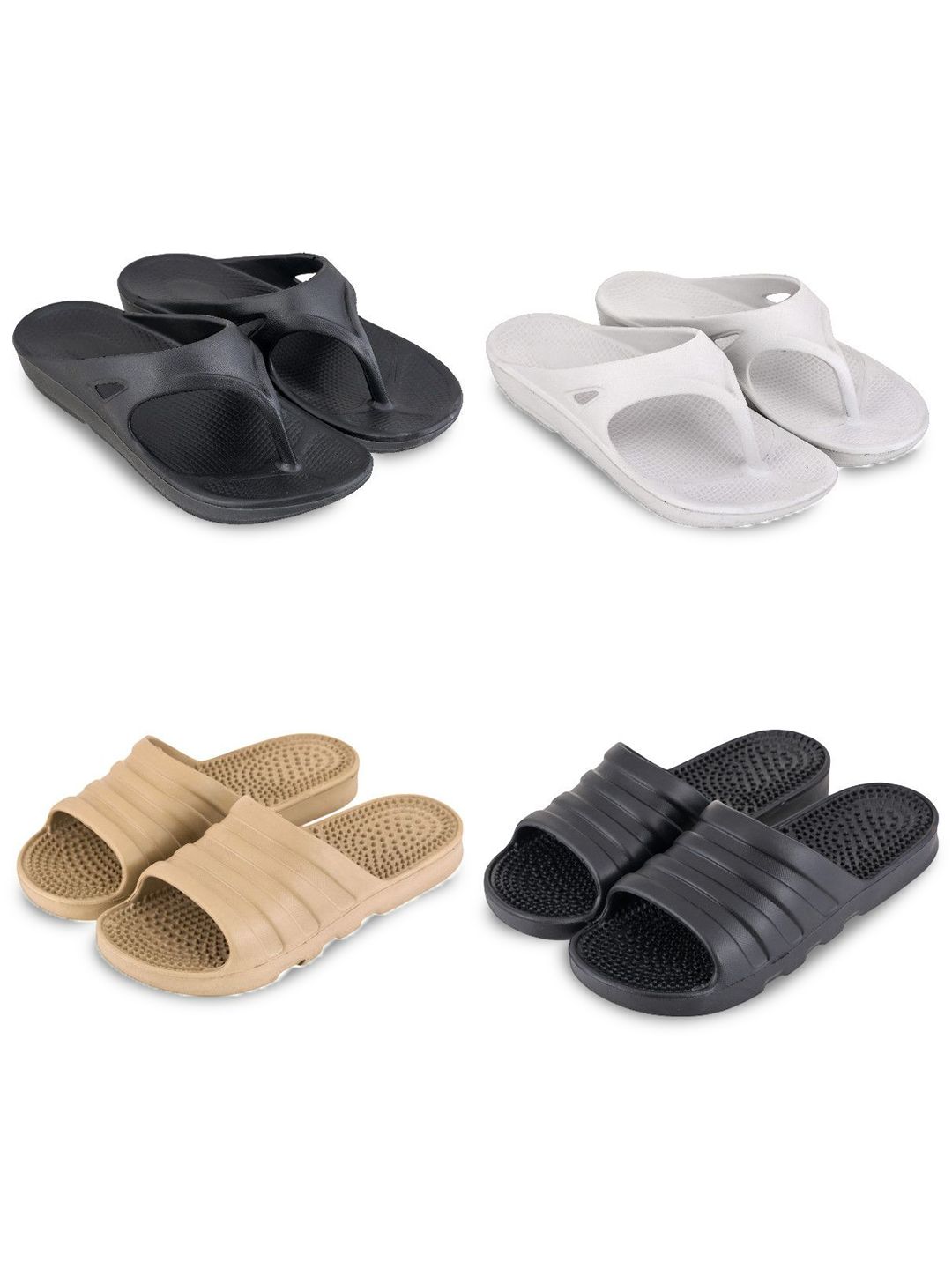 Feel alive Set Of 4 Ultra-Comfortable & Lightweight Thong Flip-Flops & Sliders