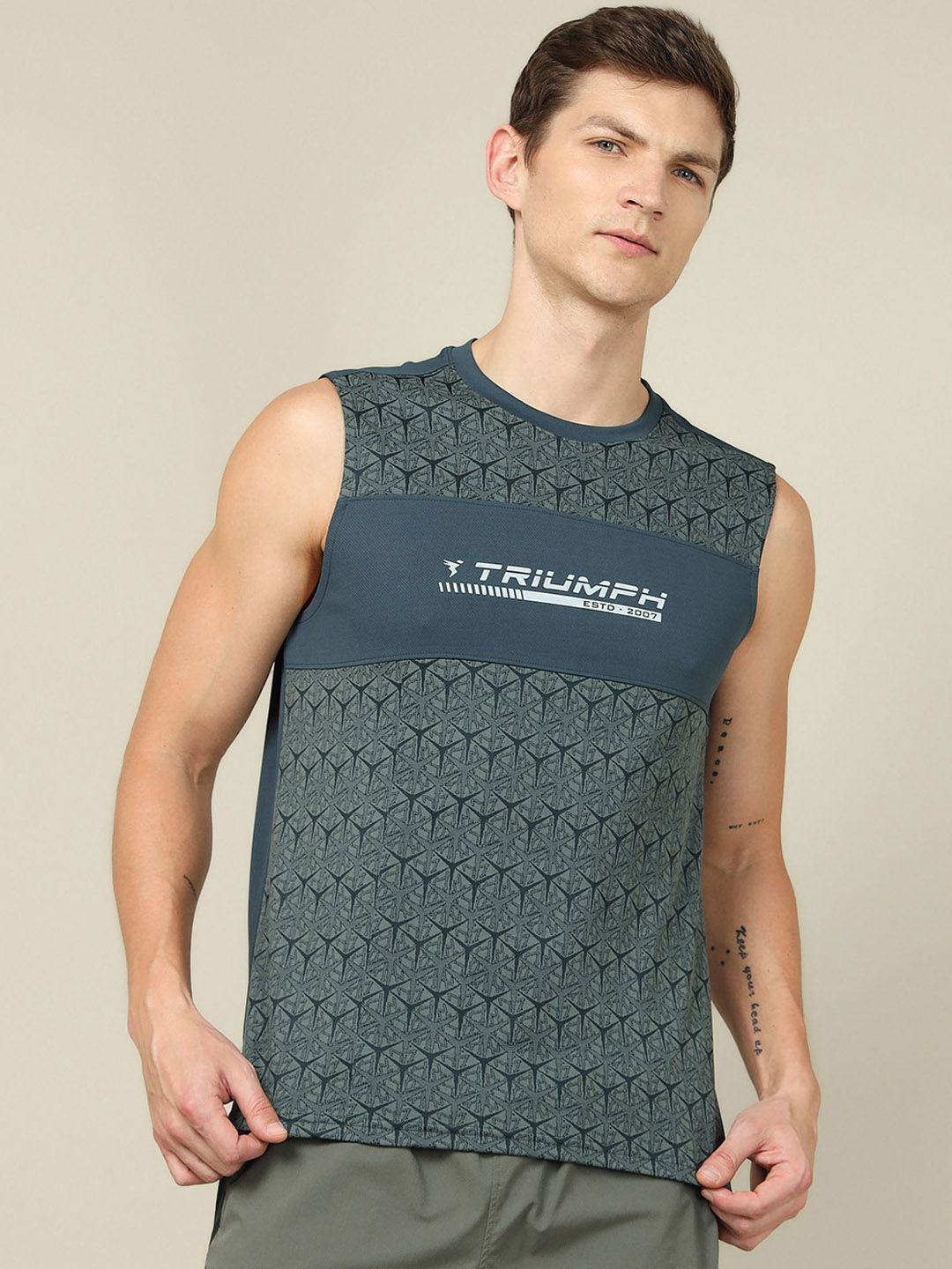 Buy Technosport Men Printed Slim Fit Round Neck Sports Technocool