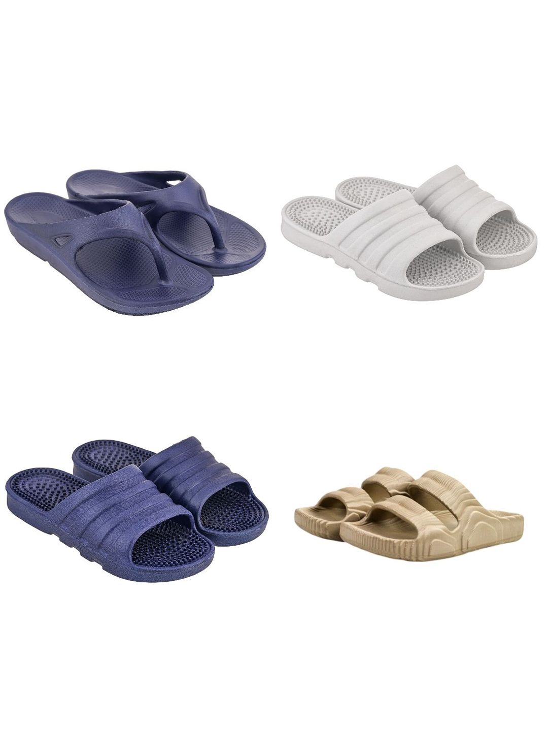 Feel alive Men Set of 4 Ultra-Comfortable Lightweight Flip Flops