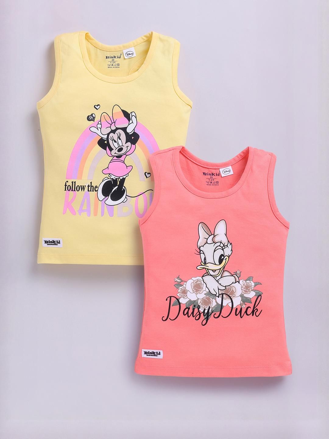 Biskid Girls Pack Of 2 Printed Cotton Tops