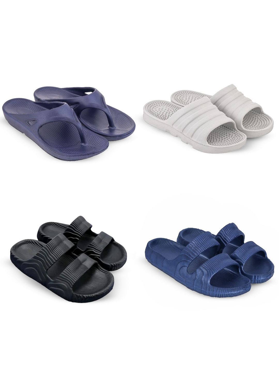 Feel alive Men Set of 4 Ultra-Comfortable Lightweight Flip Flops