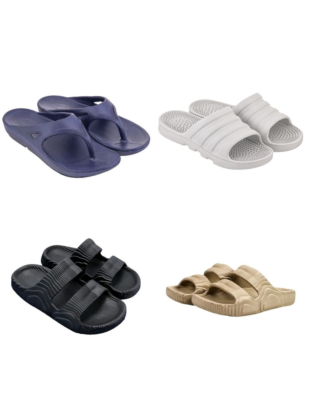 Feel alive Men Pack Of 4 Ultra-Comfortable Lightweight EVA Flip Flops