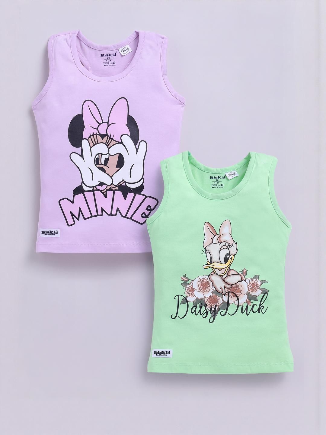 Biskid Girls Pack of 2 Printed Cotton Top