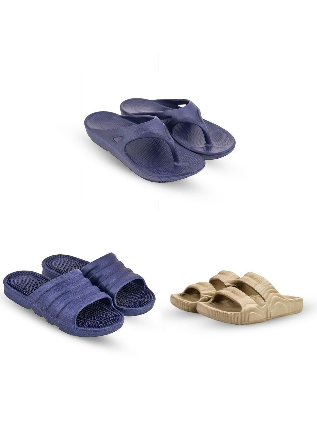 Feel alive Set Of 4 Ultra-Comfortable & Lightweight Thong Flip-Flops & Sliders