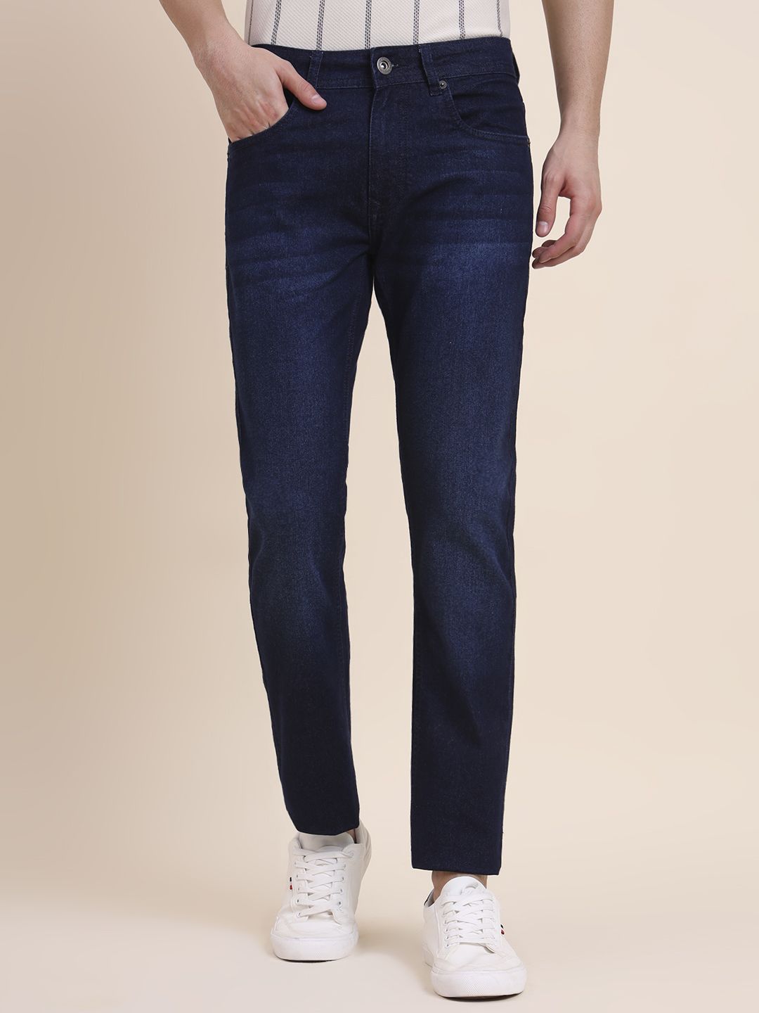 Greenfibre Men Slim Fit Mid-Rise Light Fade Denim Jeans