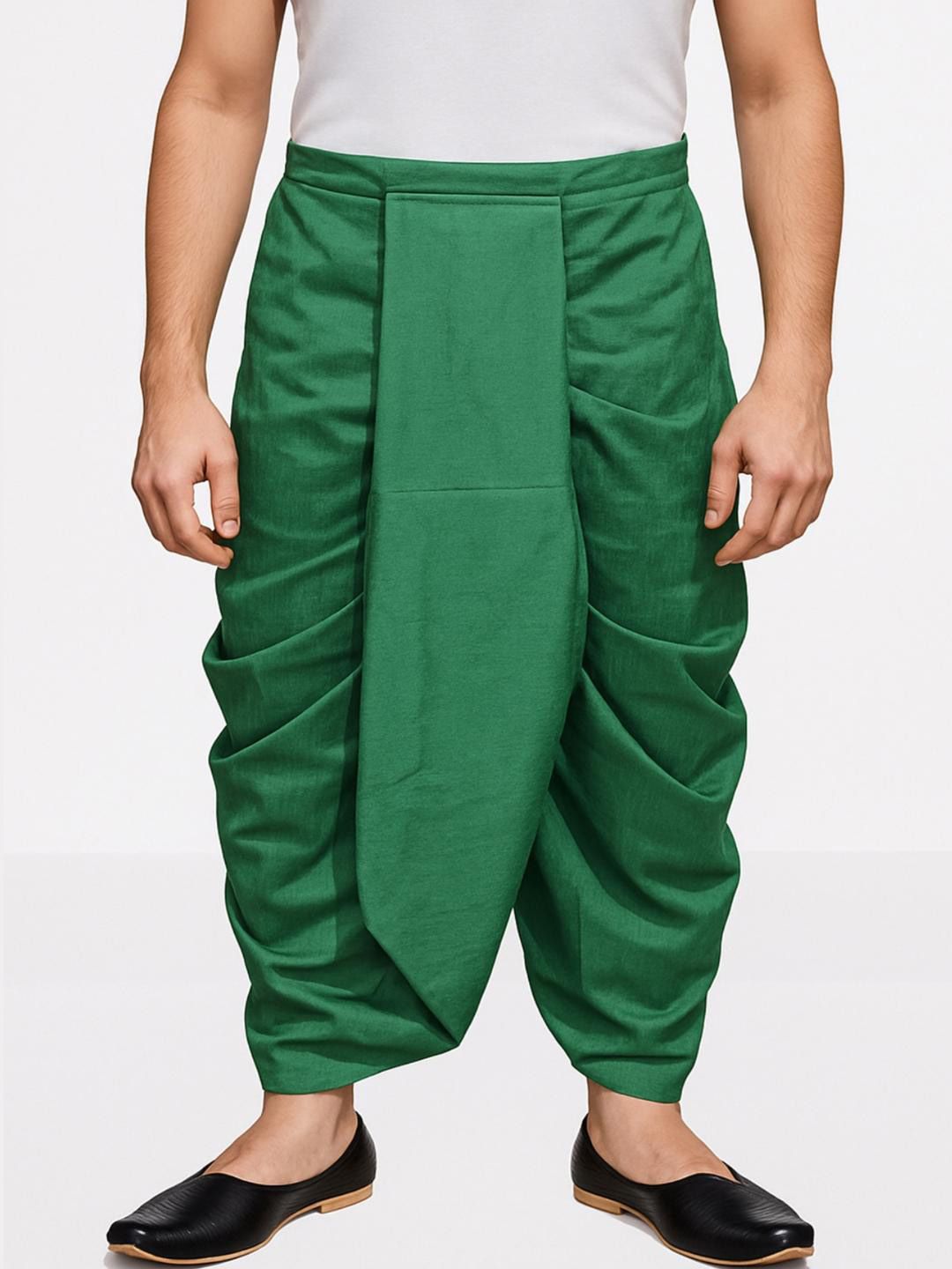 AMIT ONLINE Men Green Solid Dupion Silk Plain Dhoti Pants