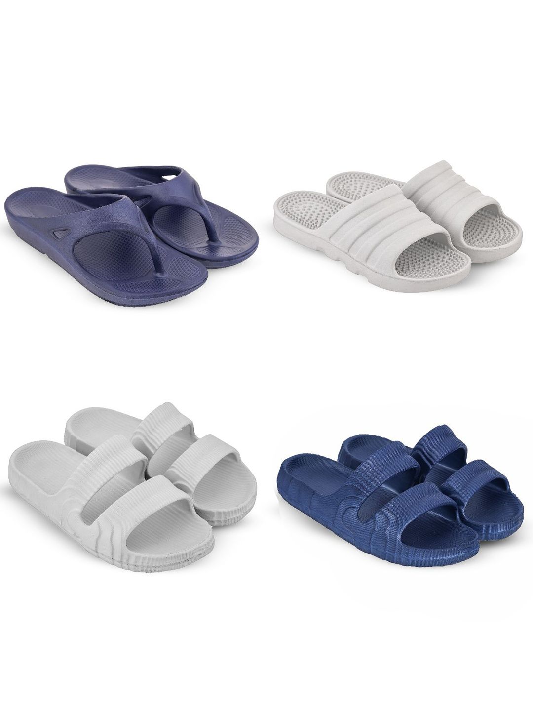 Feel alive Men Set of 4 Ultra-Comfortable Lightweight Flip Flops