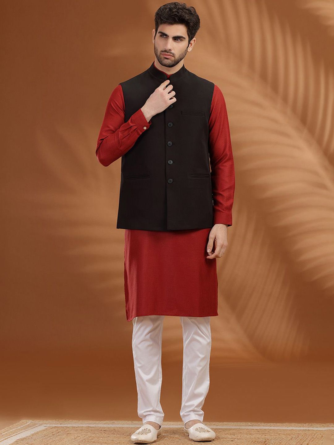 Greenfibre Mandarin Collar Regular Fit Nehru Jacket