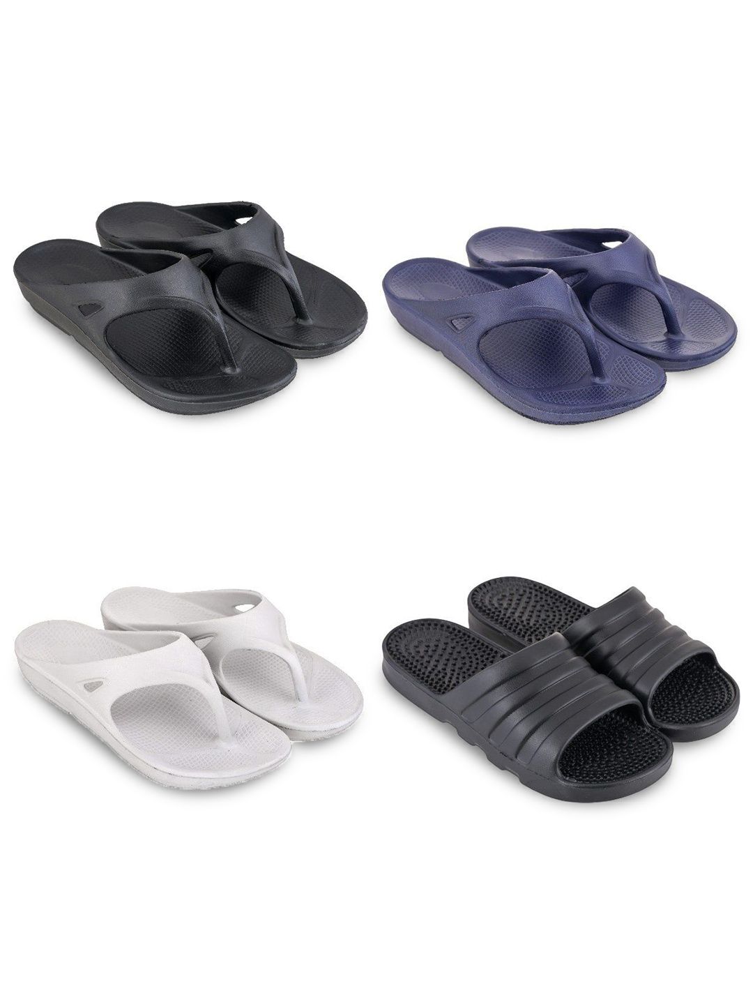Feel alive Men Set Of 4 Ultra-Comfortable Lightweight EVA Flip Flops