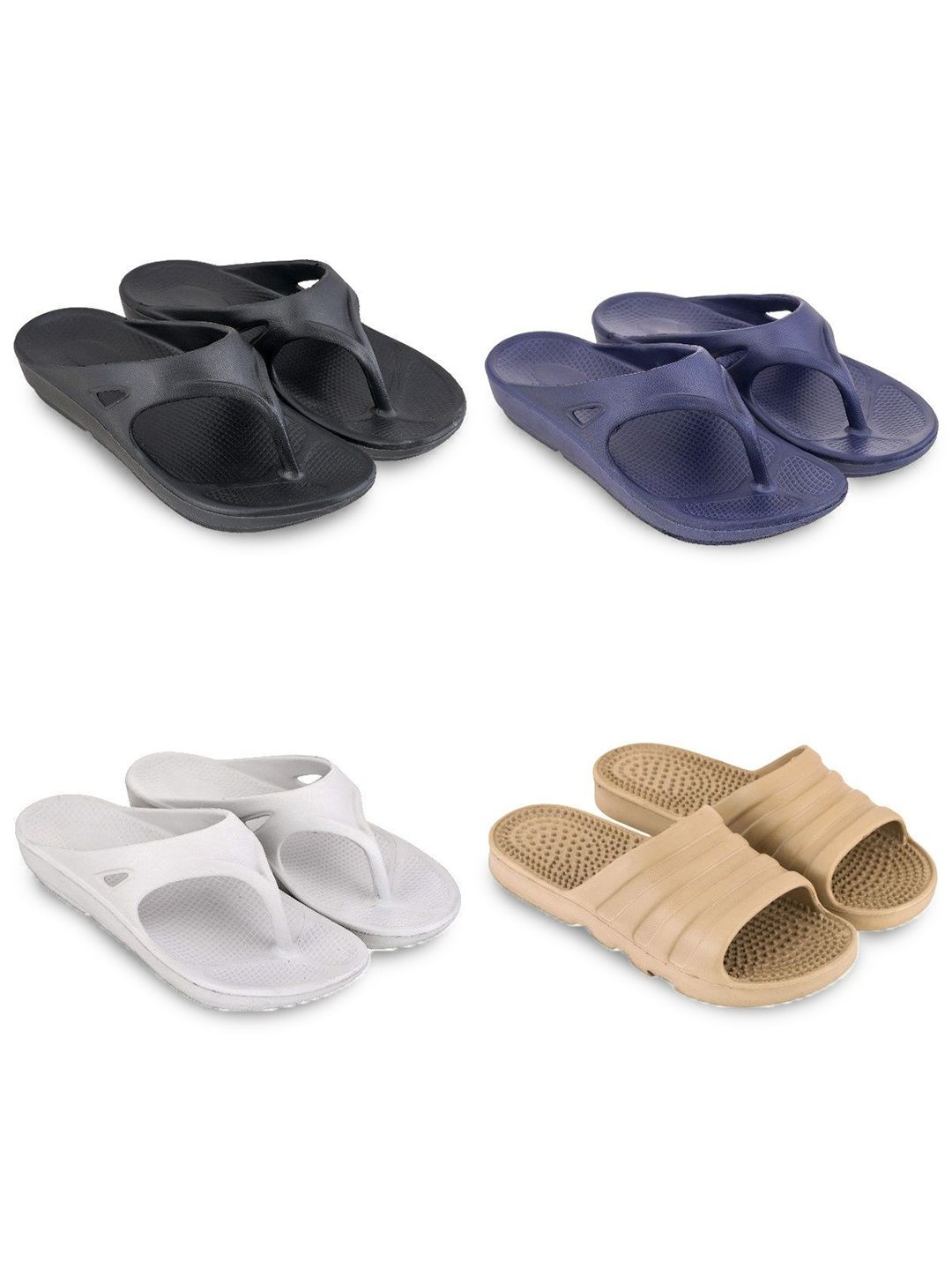 Feel alive Men Set Of 4 Ultra-Comfortable Lightweight EVA Flip Flops