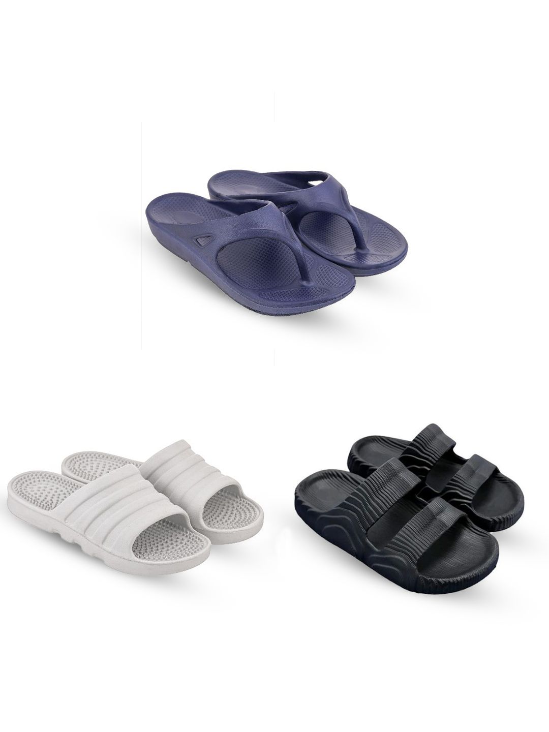 Feel alive Men Set of 4 Ultra-Comfortable Lightweight Flip Flops
