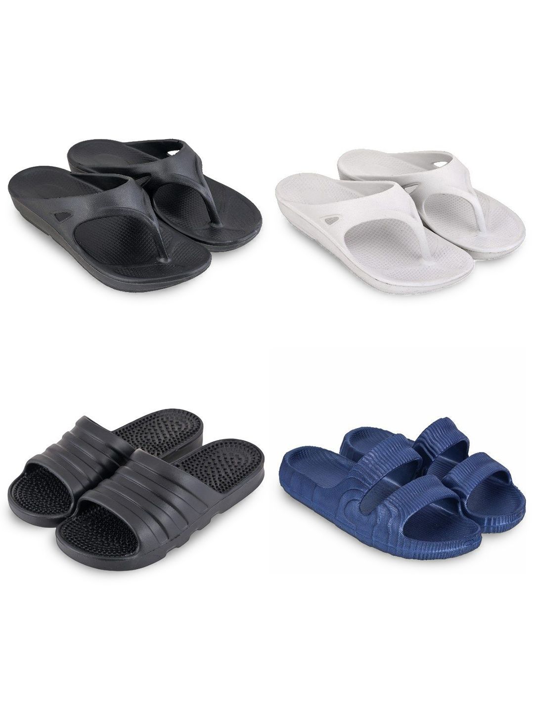 Feel alive Men Pack Of 4 Ultra-Comfortable Lightweight EVA Flip Flops